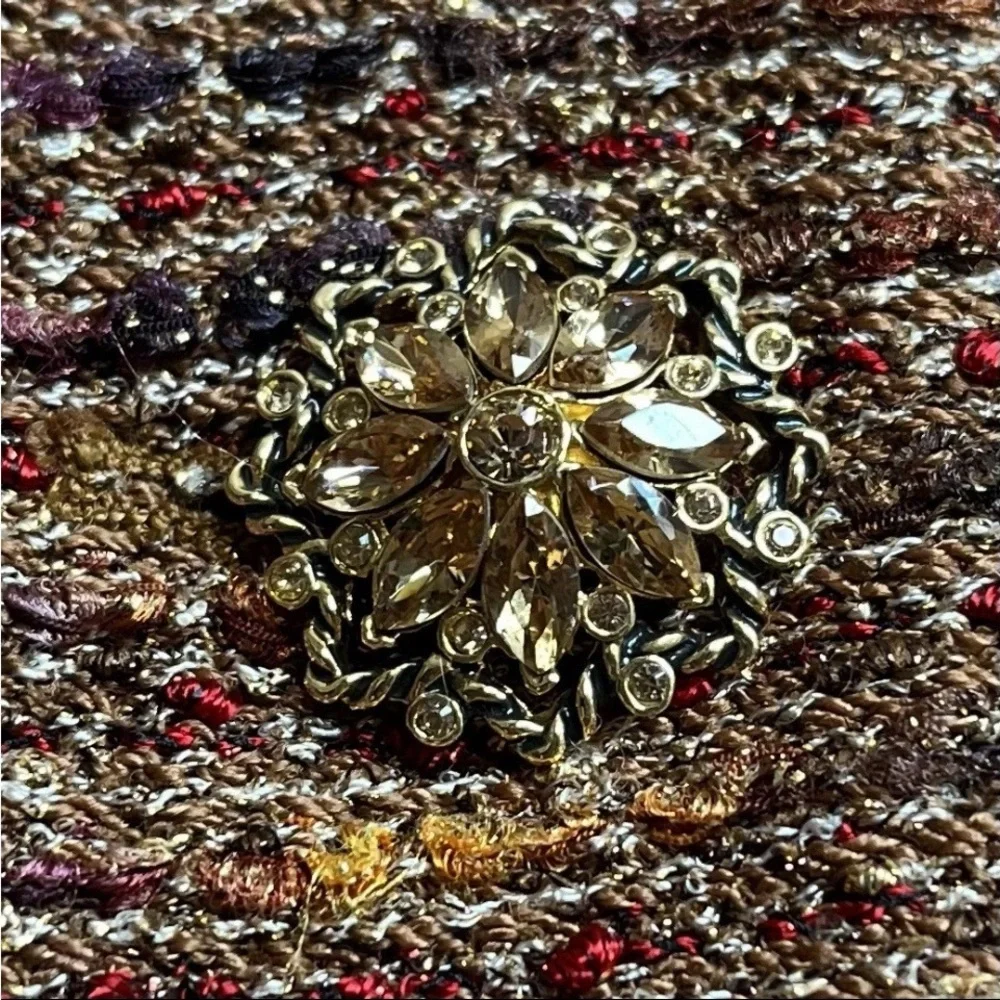 St John Couture Knit Suit Sz 14/16 Jacket Blazer Shimmer Gold Trim Luxury READ - Picture 5 of 16